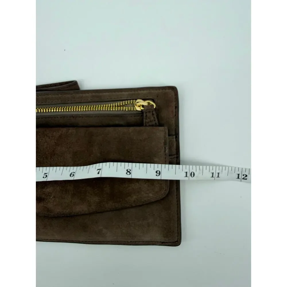Miss Albright suede leather clutch brown western wallet